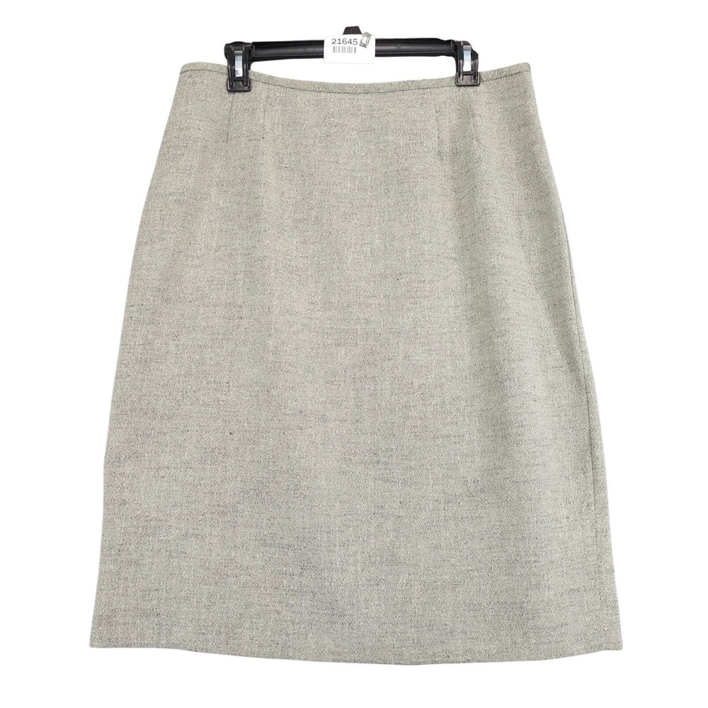 Le Suit Beige Straight Midi Skirt Sz 14 Textured Lined Career Quiet Luxury 33x25